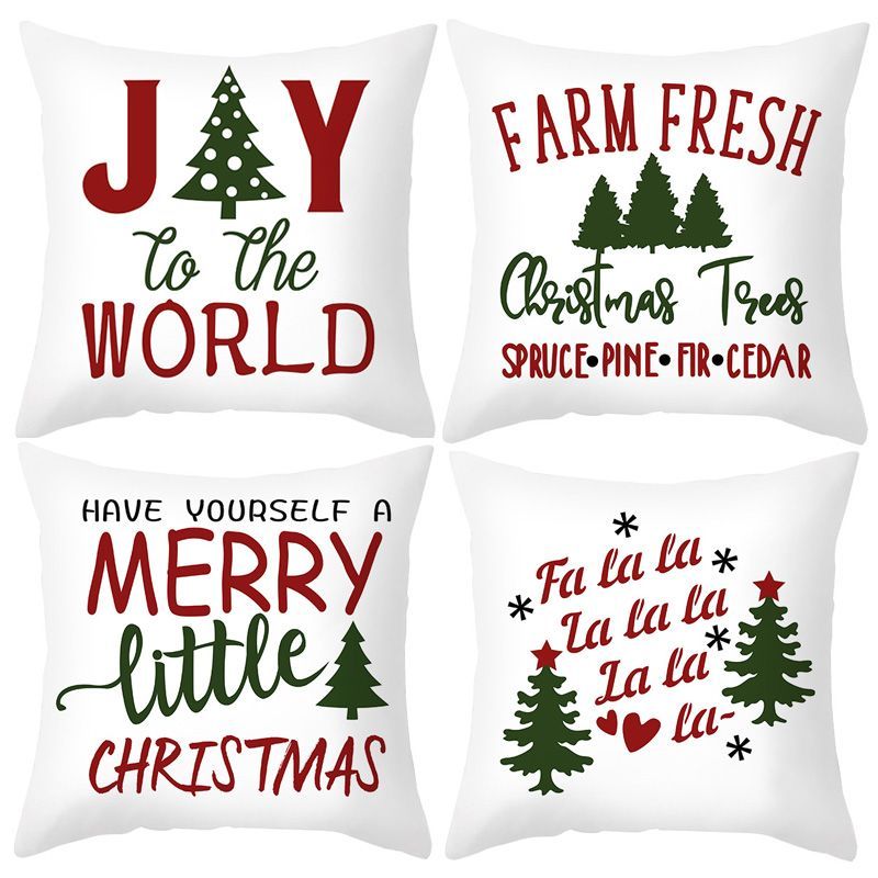 4pcs Christmas Pillow Cases Merry Christmas Throw Cushion Covers Holiday Decoration