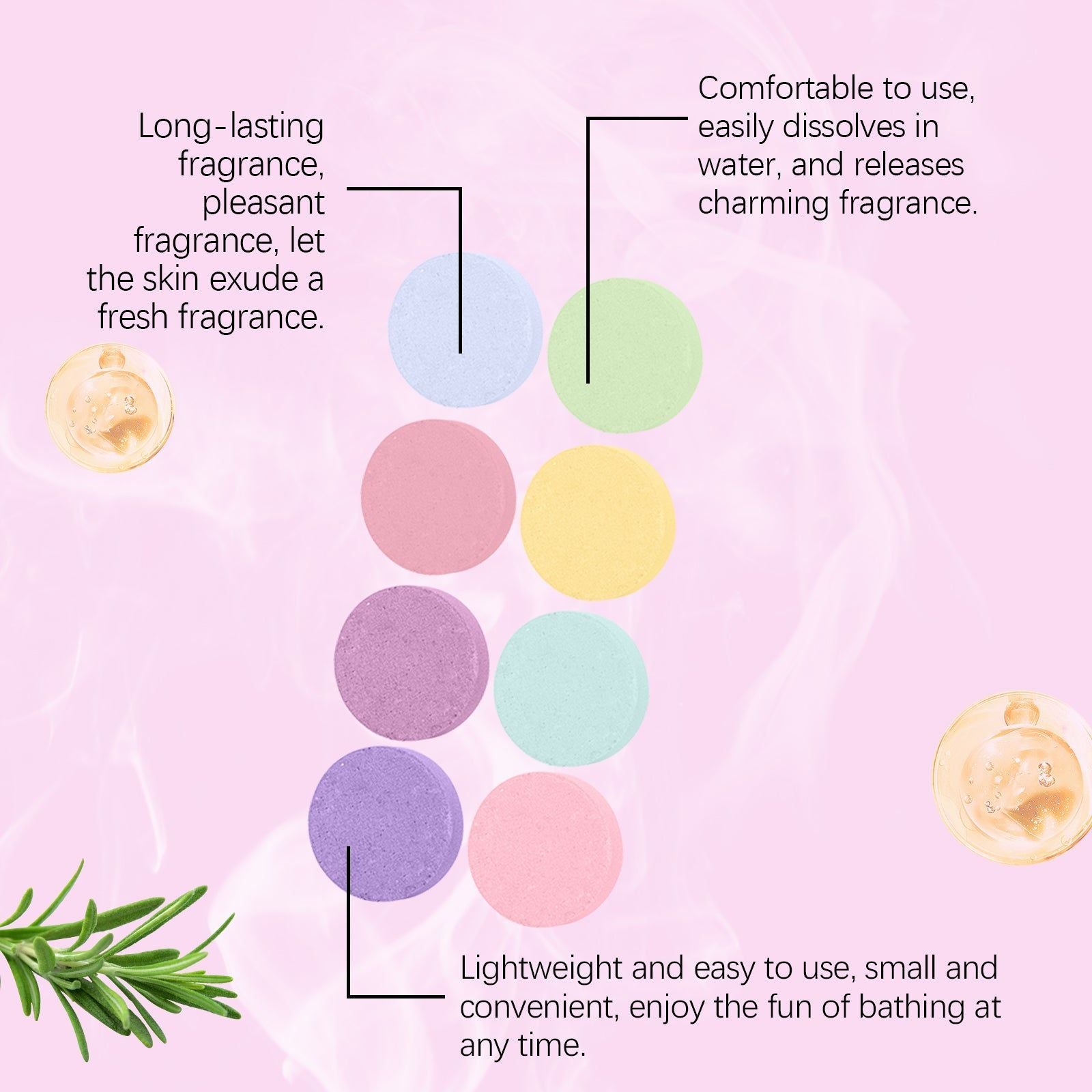 Bath Aromatherapy Tablets, Body Cleansing, Relaxing Fragrance, Spa Experience ,1 set
