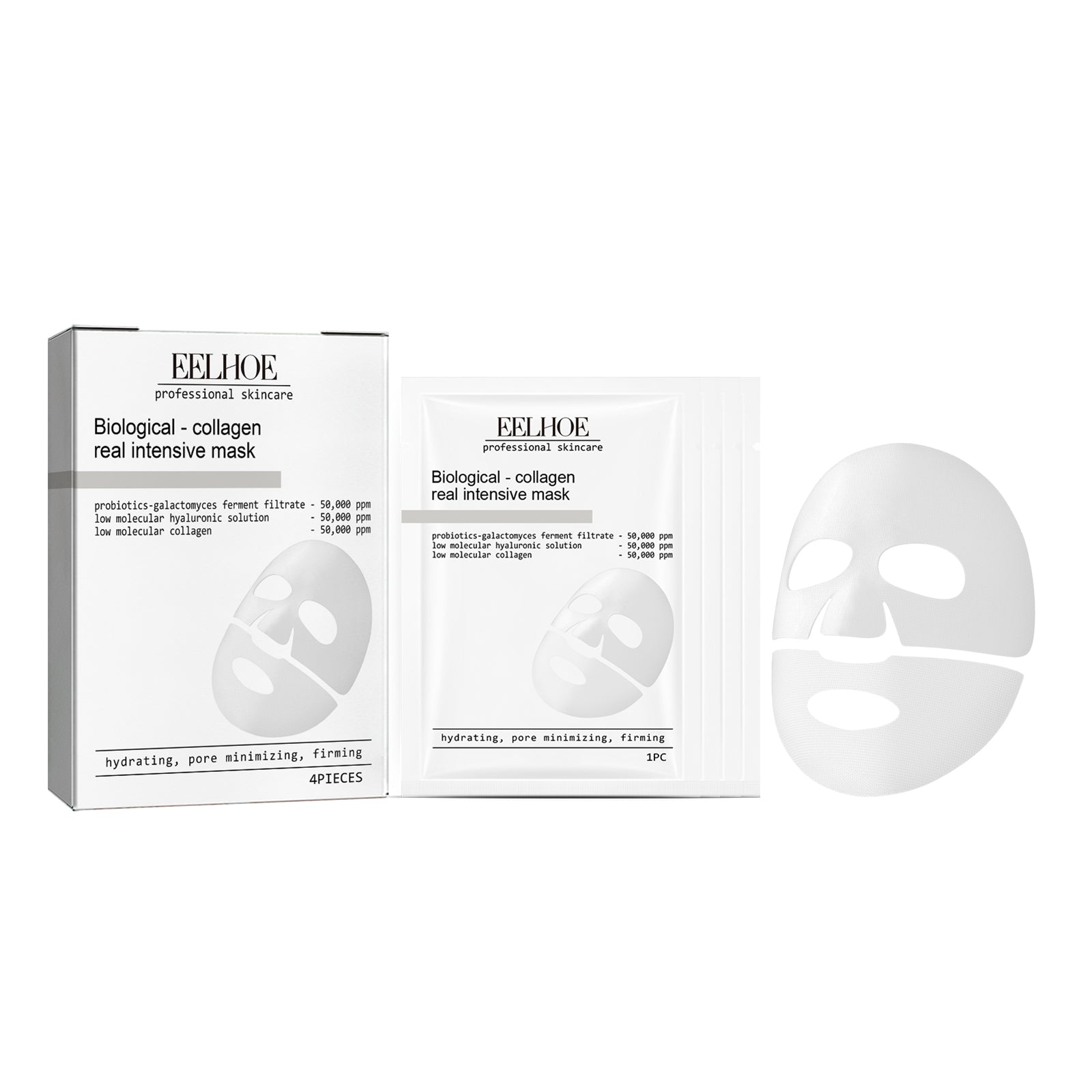 Collagen Mask, Moisturizing Replenishing, Anti-Aging, Hydrating, Firming, 3-in-1 Skin Care ,4pcs