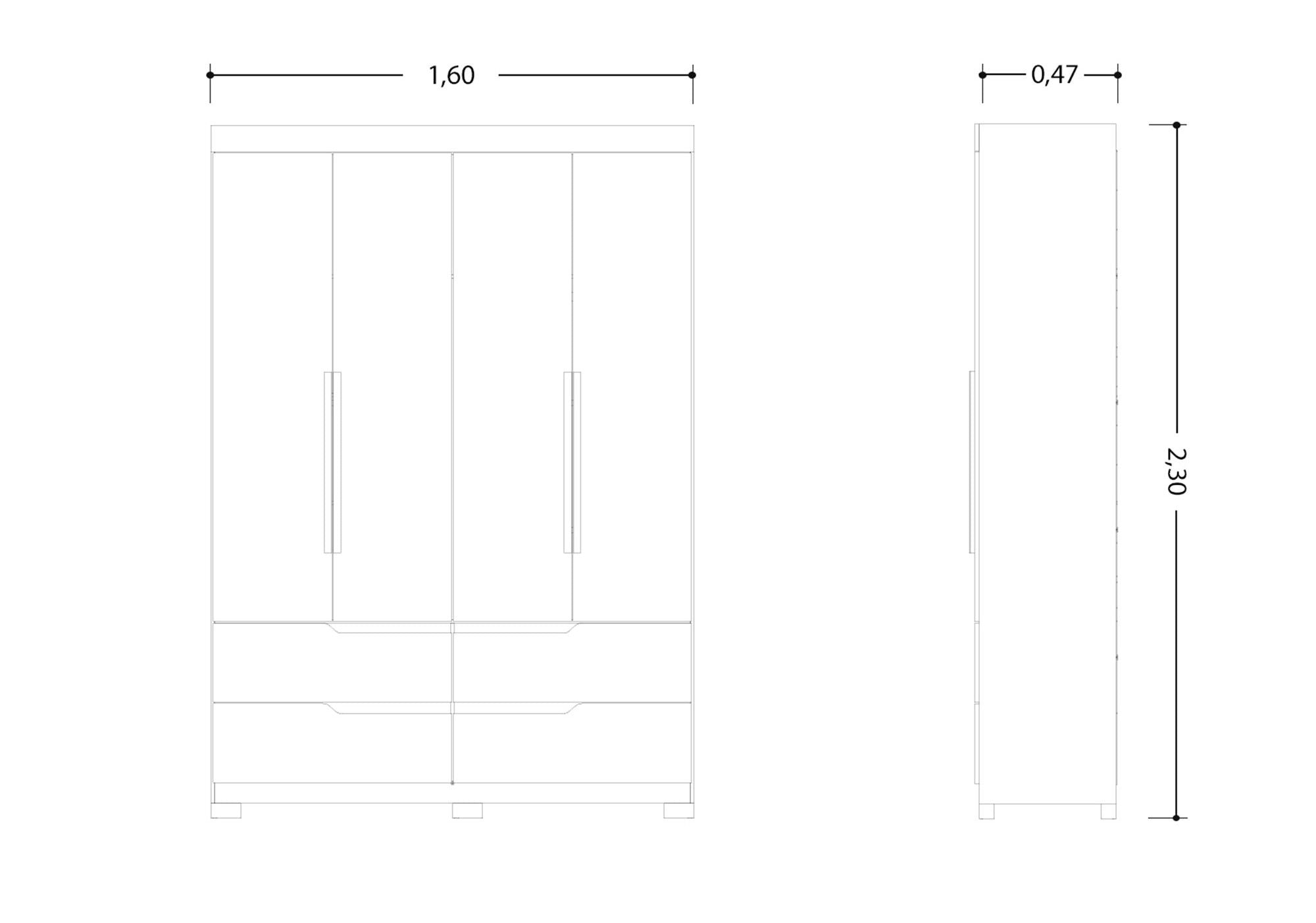 Doble White 4 Door Wardrobe