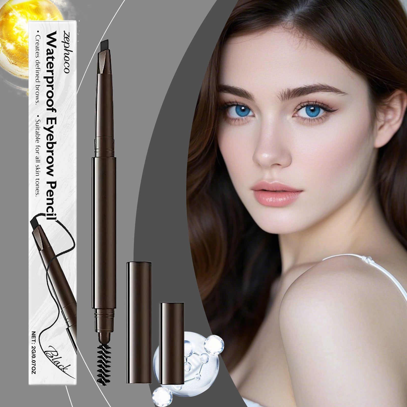 Waterproof Eyebrow Pencil, Natural & Long-Lasting Makeup, Easy to Use ,2g