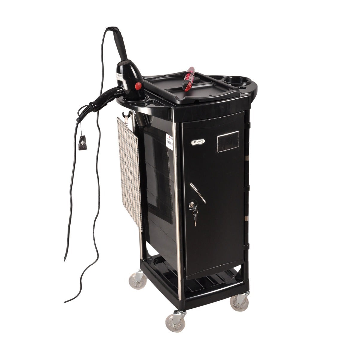 Onetech Salon Trolley With Lock Black T0155