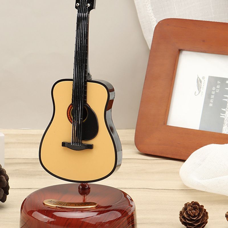 Rotating Music Box Mini Violin Guitar Crafts Instrument Replica Ornaments Home Decoration