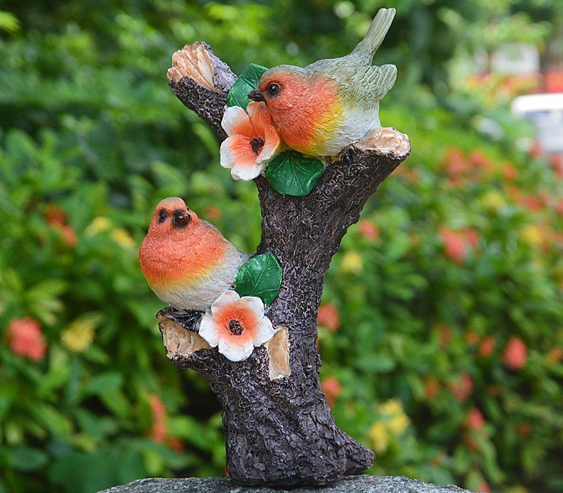 Resin Birds View Garden Statue Outdoor Ornaments Decoration For Yard Lawn Porch