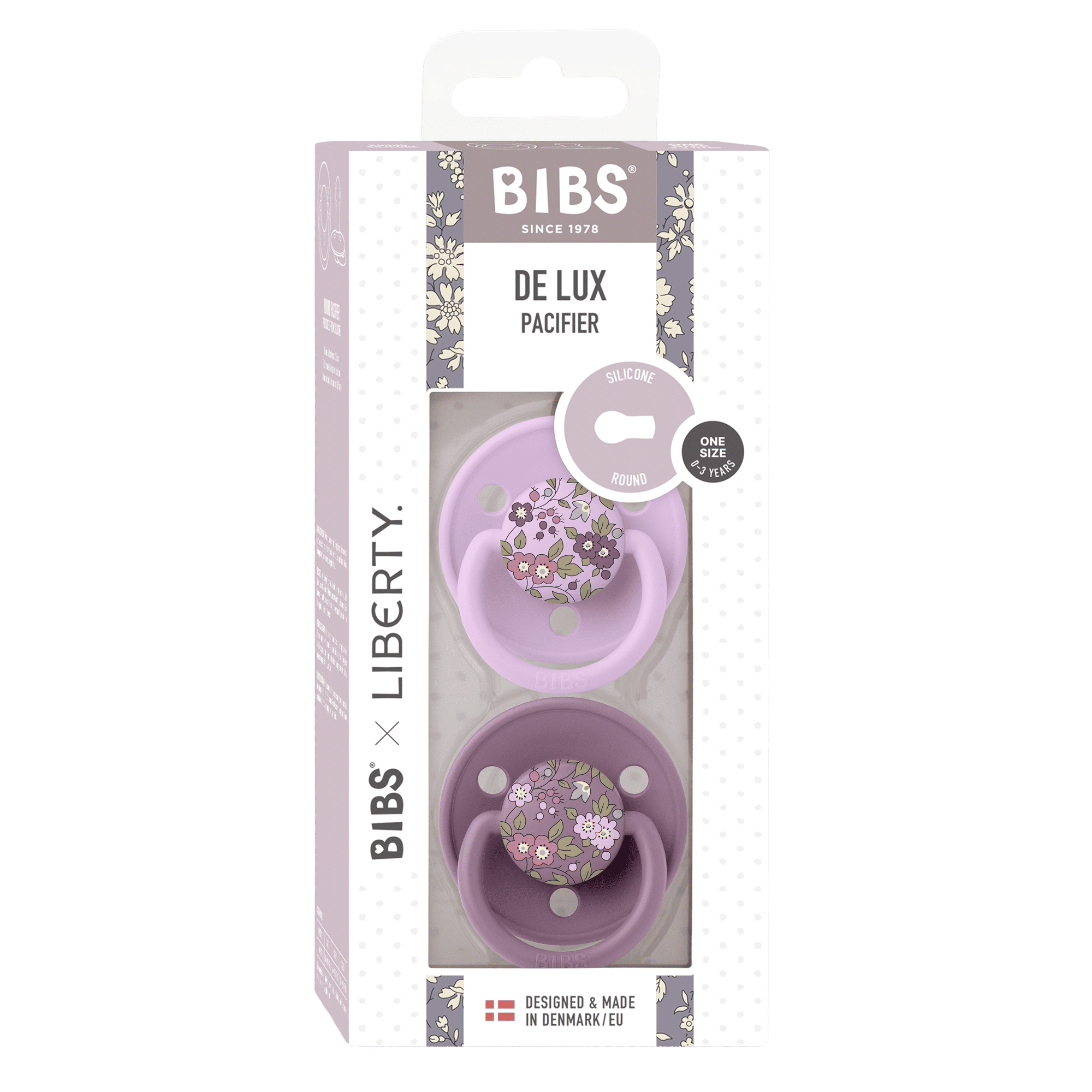 Bibs -x Liberty De Lux 2 Pack Silicone Onesize-Camomille/Mauve