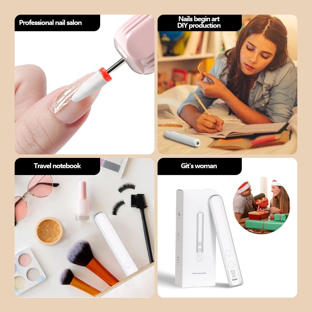 Electric Nail Drill Kit Portable Nail Polish Drill Grinder Rechargeable Electric Nail File Machine