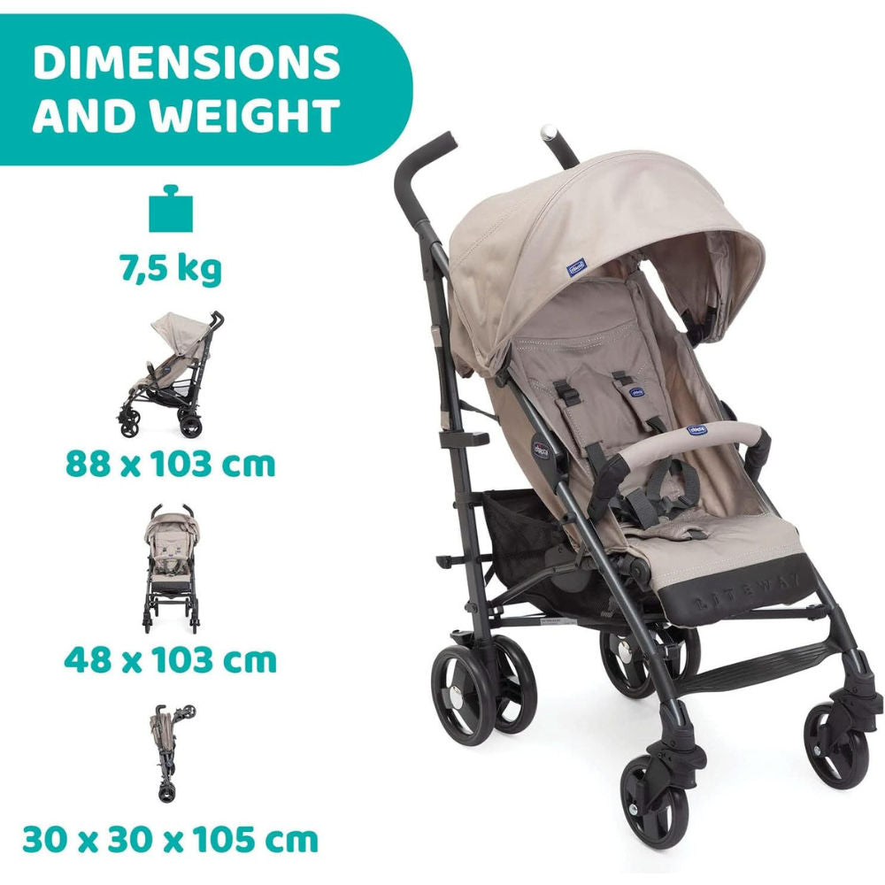 مقعد سيارة "شيكو لايت واي 3" باللون البيج مع حاجز أمان