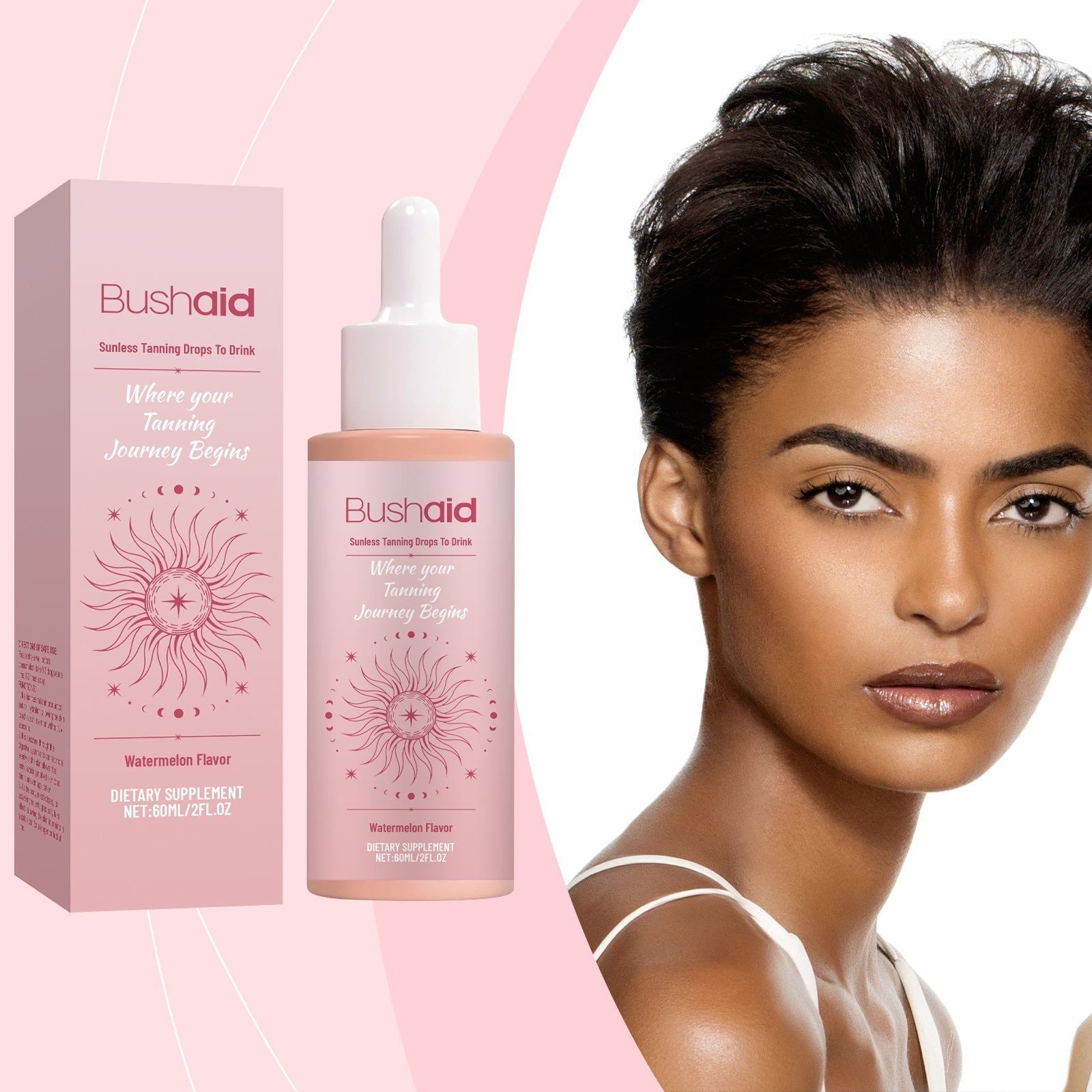 BushAid Tanning Anti-Sunburn Drops for Body Care, Sun Protection, Skin Color Adjustment ,60ml