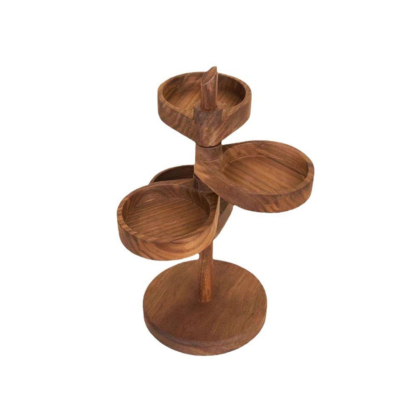 4 Layer Rotatable Wooden Jewelry Tray Travel Jewelry Organizer for Rings Necklaces Bracelets