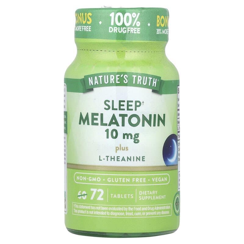 Nature's Truth Sleep Melatonin 10mg + L-Theanine (72 Tablets)