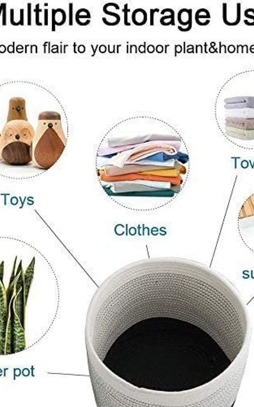 Mini Woven Jute Cotton Rope Plant Storage Basket for Home