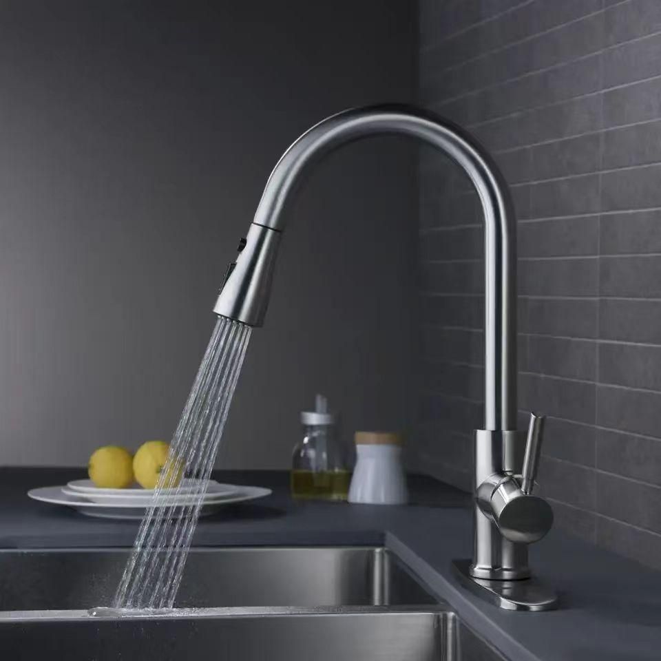 Pull-out 3 Modes Kitchen Faucet Brushed Silver