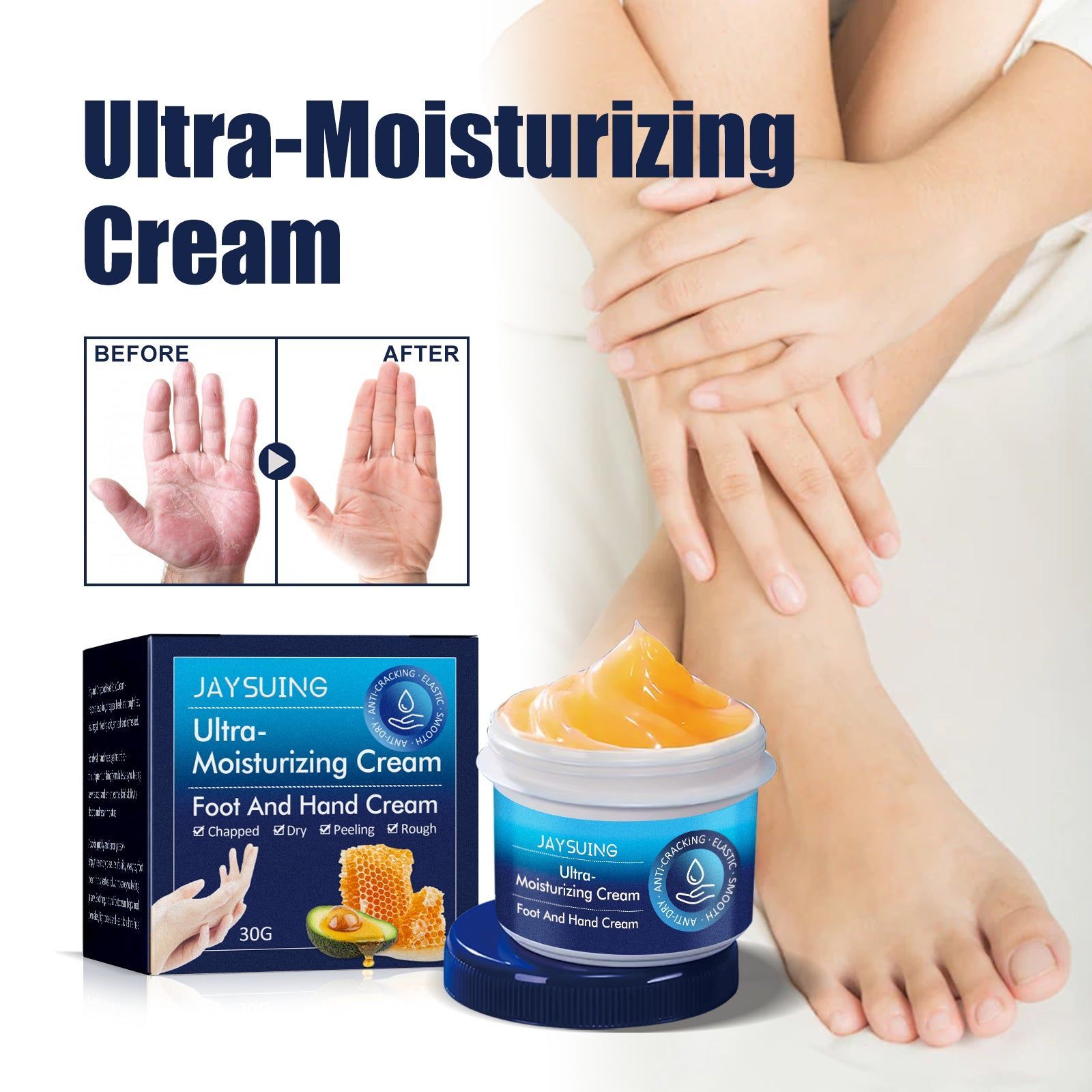 Anti-Crack Hand & Foot Cream, Deep Moisturizer, Softens Skin, Prevents Dryness ,30g