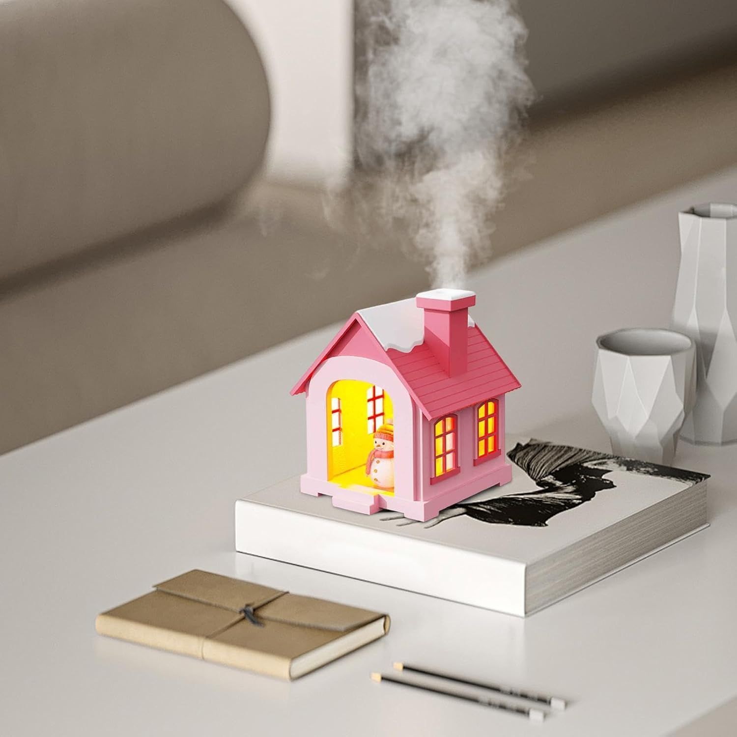 Cool Mist Humidifiers Air Humidifier House Shape Air Desktop Cool Mist Humidifier Night Light