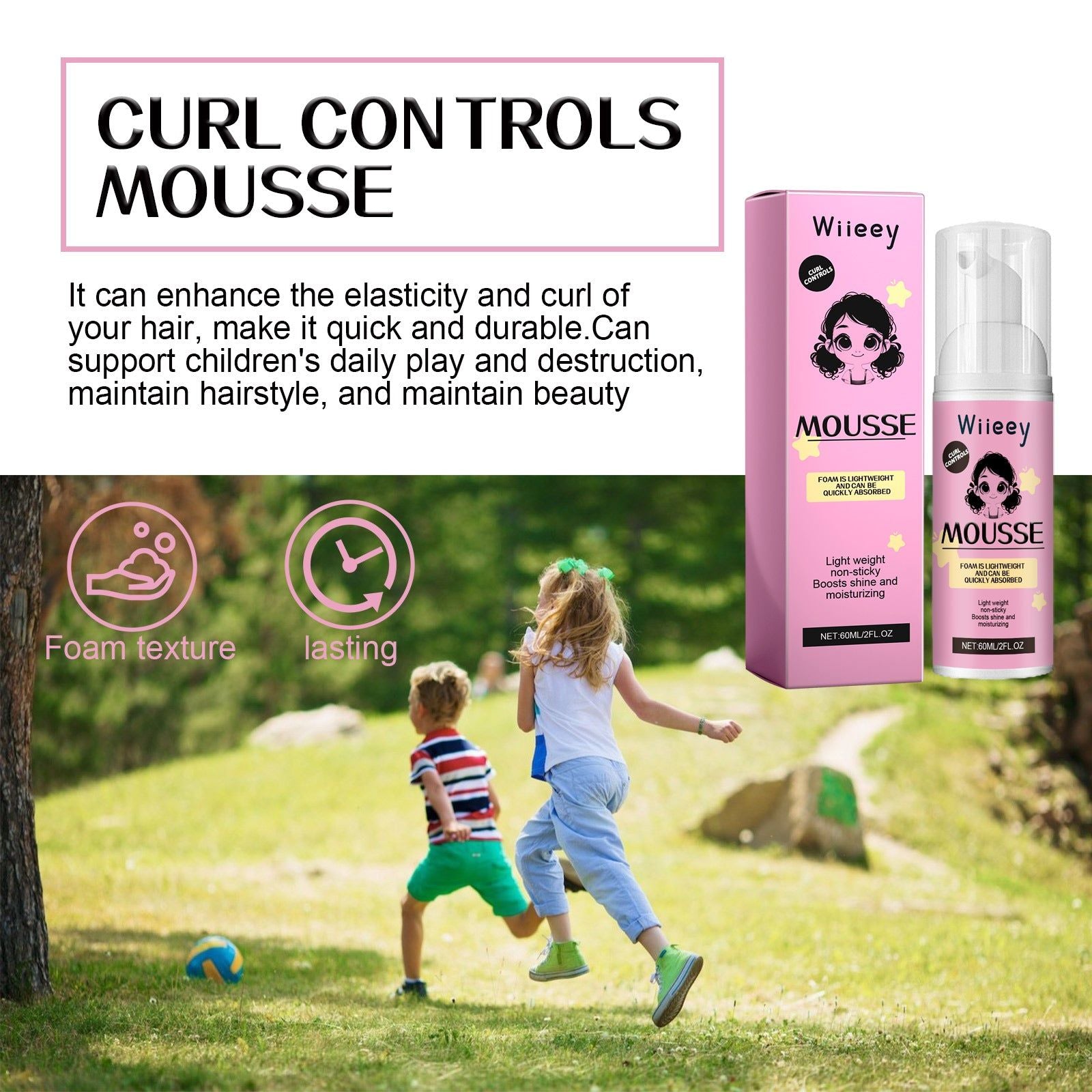 Curl Control Mousse, Anti-Frizz Hair Styling, Moisturizing, Long-Lasting Curl, Fluffy Elastin ,60ml