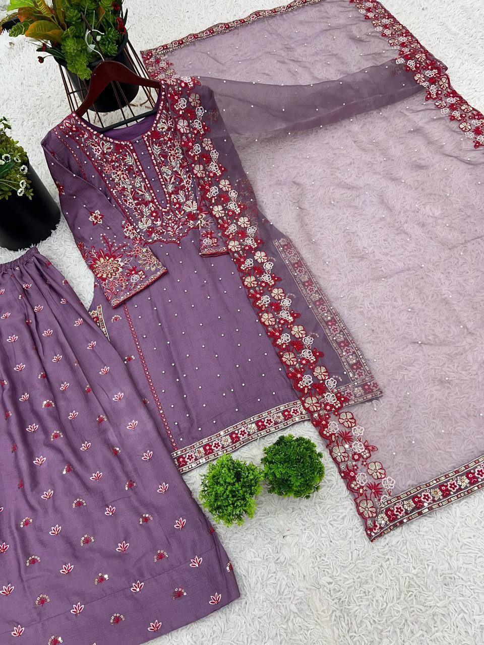 Fab Zone Party Wear Look Designer Top Plazzo And Dupatta