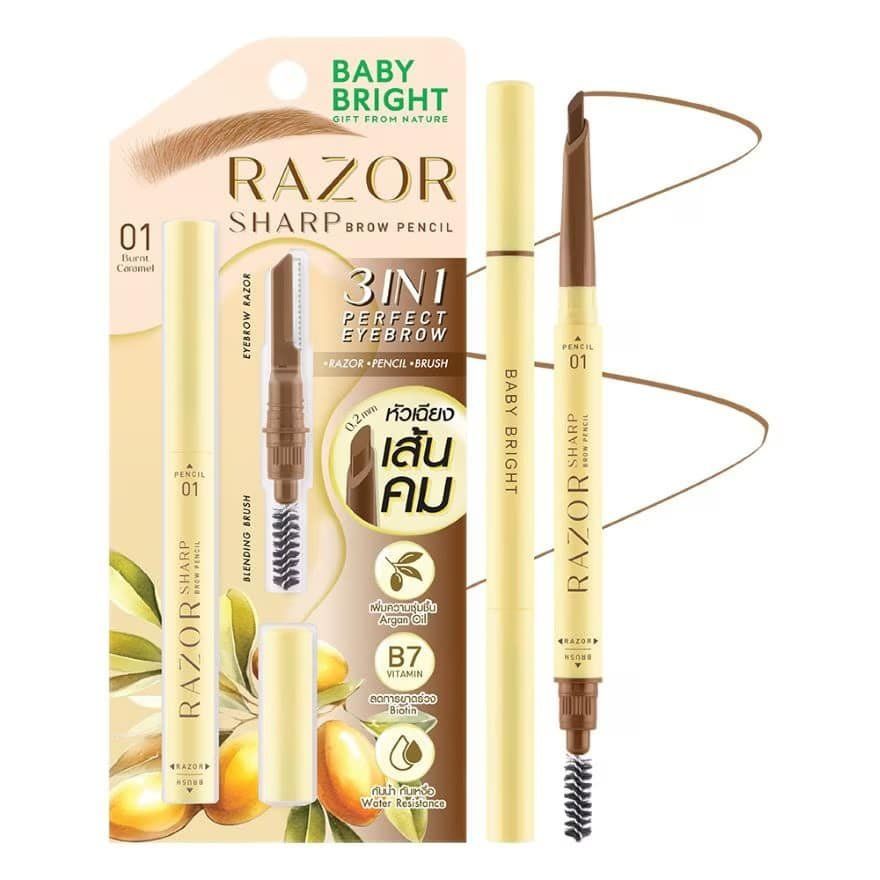 Razor Sharp Brow Pencil 0.15g Baby Bright (M) #01 Burnt Caramel
