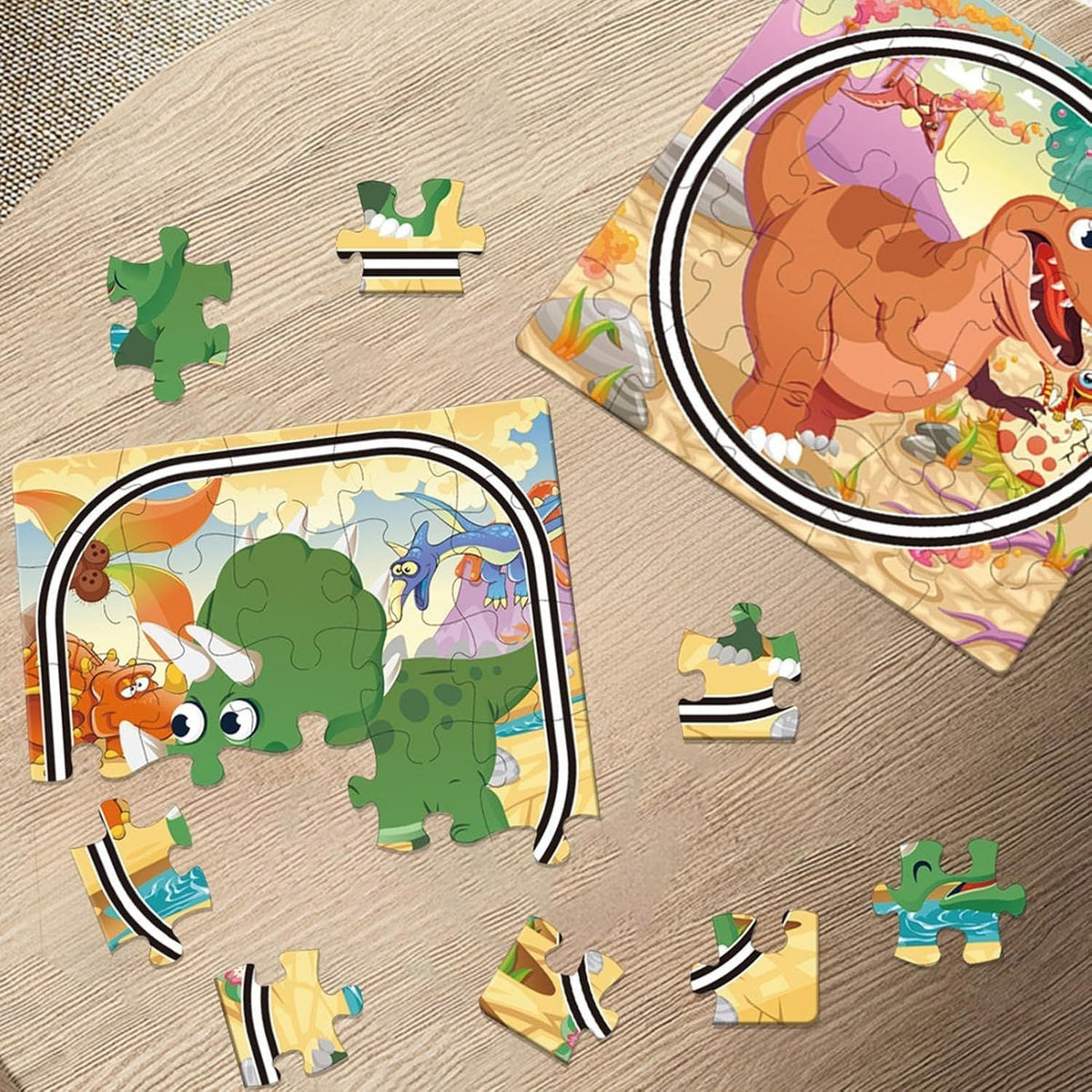 Wind Up Dinosaur Puzzle Rail Track Dino Trail Puzzle Track Car Set Kids Toy