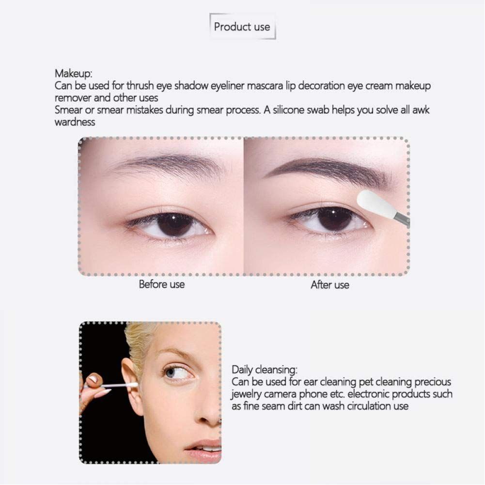 4pcs/Box Reusable Cotton Swab Ear Cleaning Cosmetic Silicone Buds Swabs Sticks With Makeup Mirror