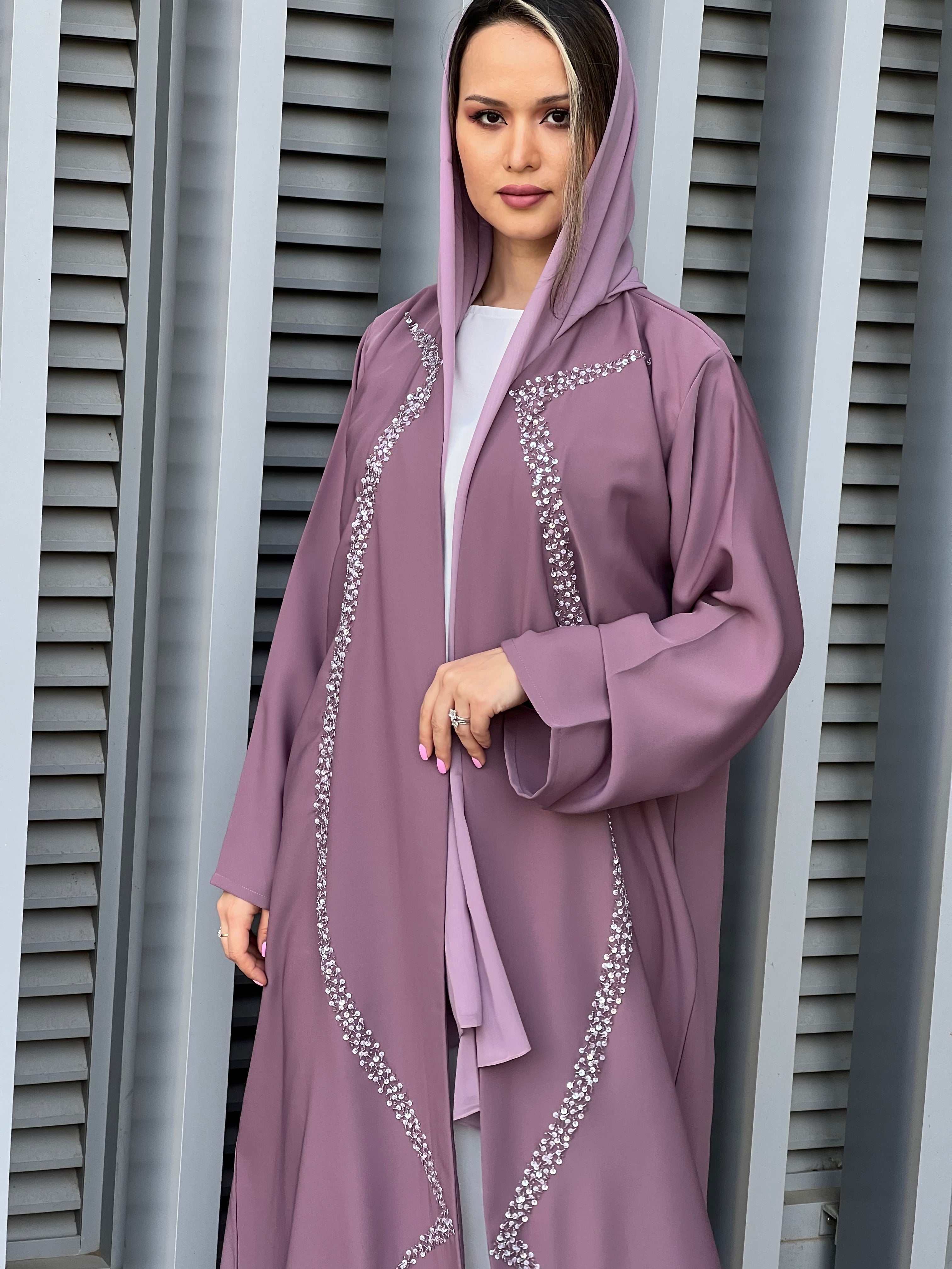 MOiSTREET Mountbatten Pink Korean Nada Embroidery Abaya