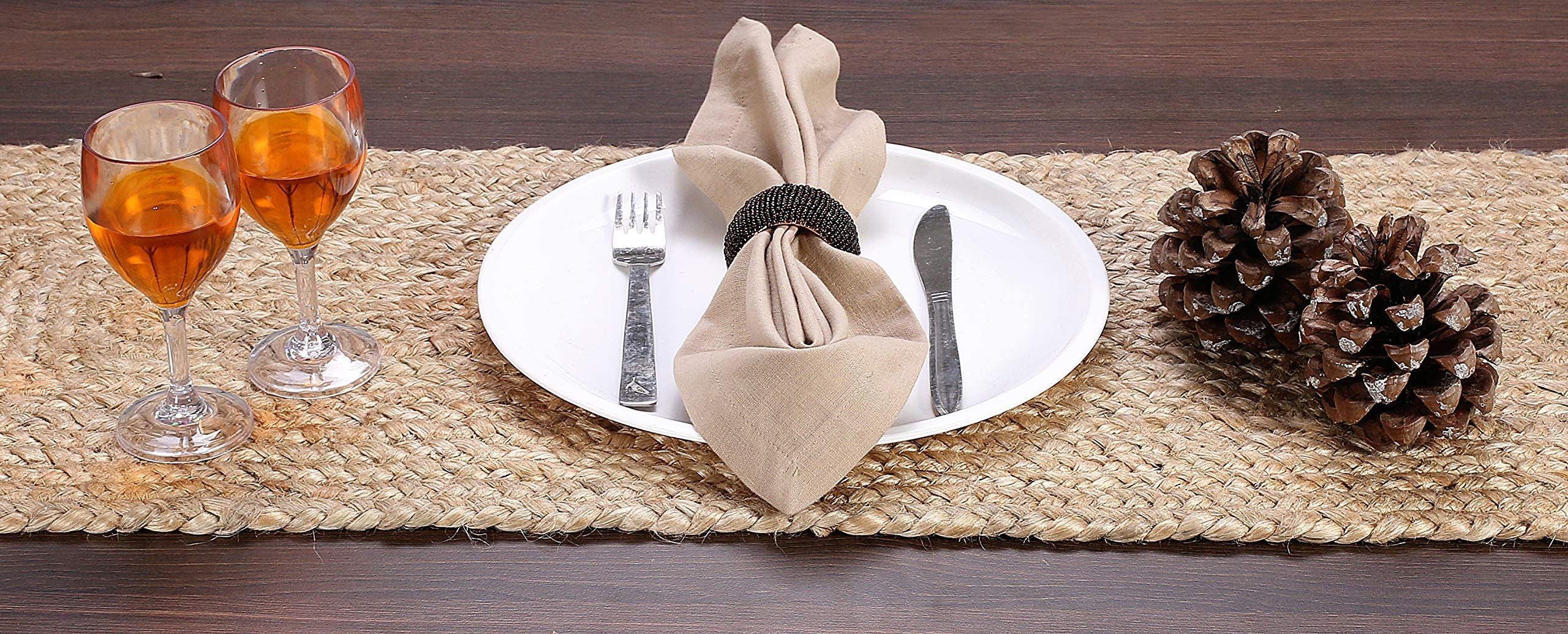 Farmhouse Jute Burlap Braided Reversible Table Runner