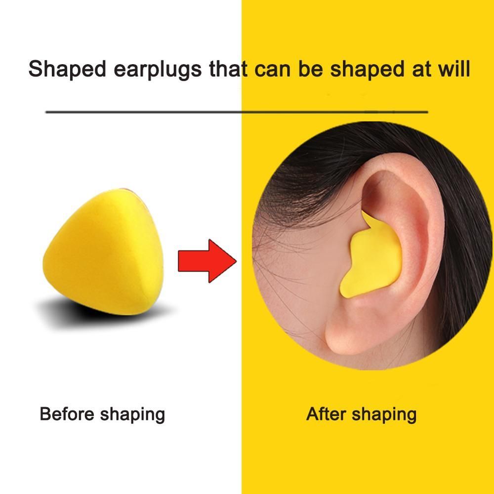 60Pcs Set Shaped Earplug Moldable Anti-Noise Soft Earbud Sleeping Protection