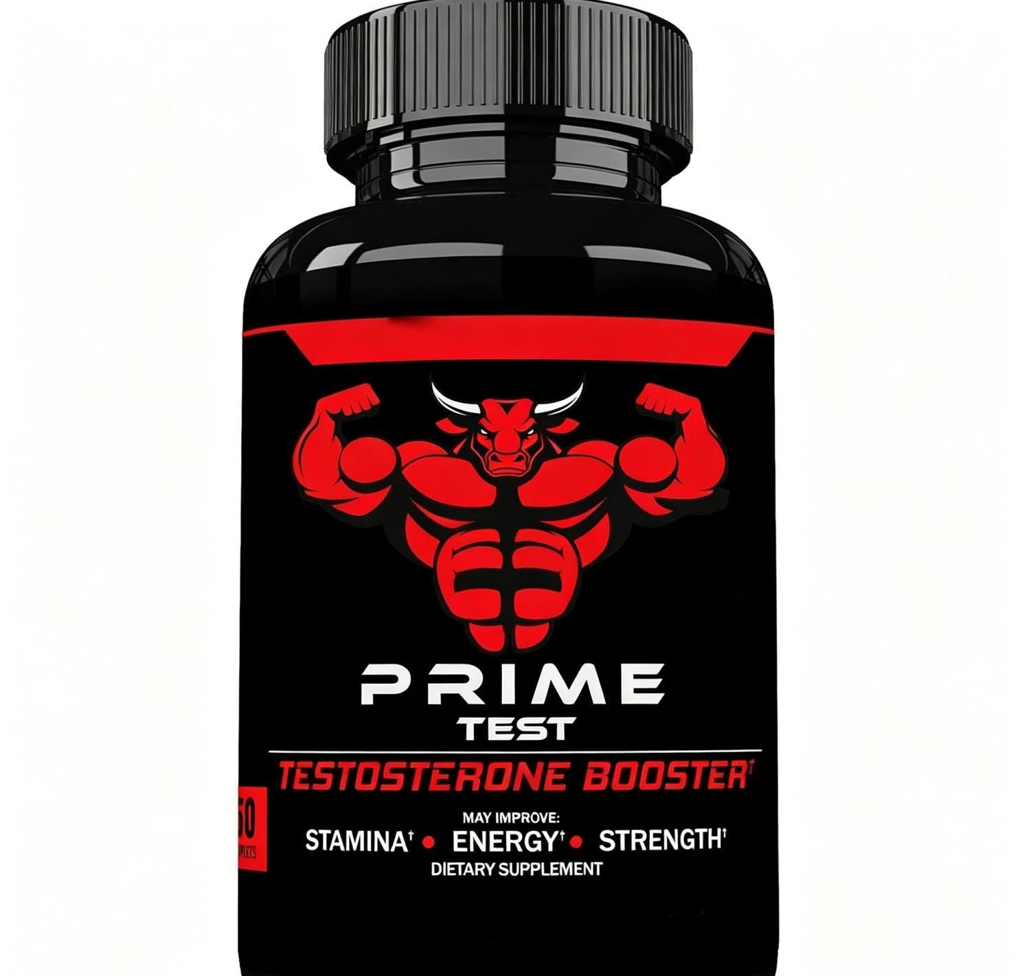Prime Test Testosterone Booster Capsules for Men, Natural Male Health Supplement, Supports Stamina, Energy & Muscle Strength, 60 Count Daily Dietary Pills