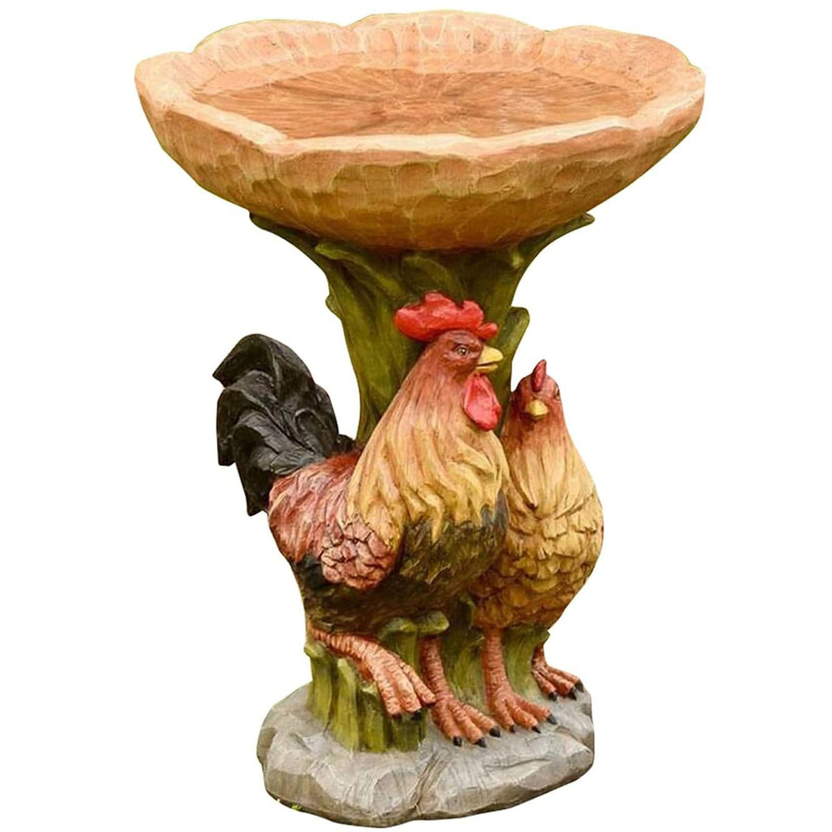 Bird Bath Feeders Bowl Garden Ornament Polyresin Handmade Decoration Outdoor