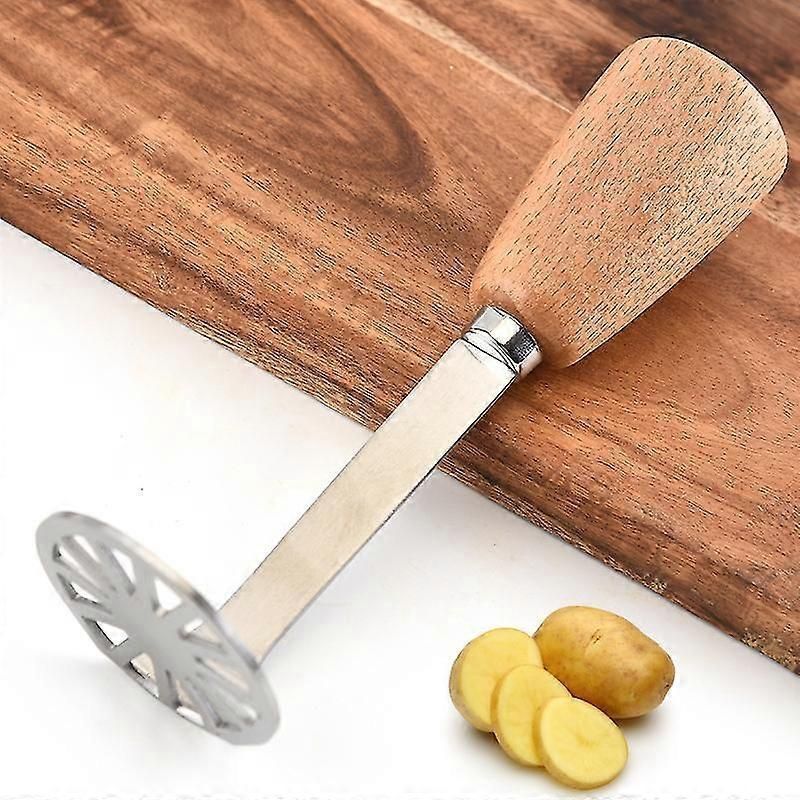 Potato Masher With Stainless Steel And Wooden Handle, Used For Soft Fruits, Vegetables, And Meat