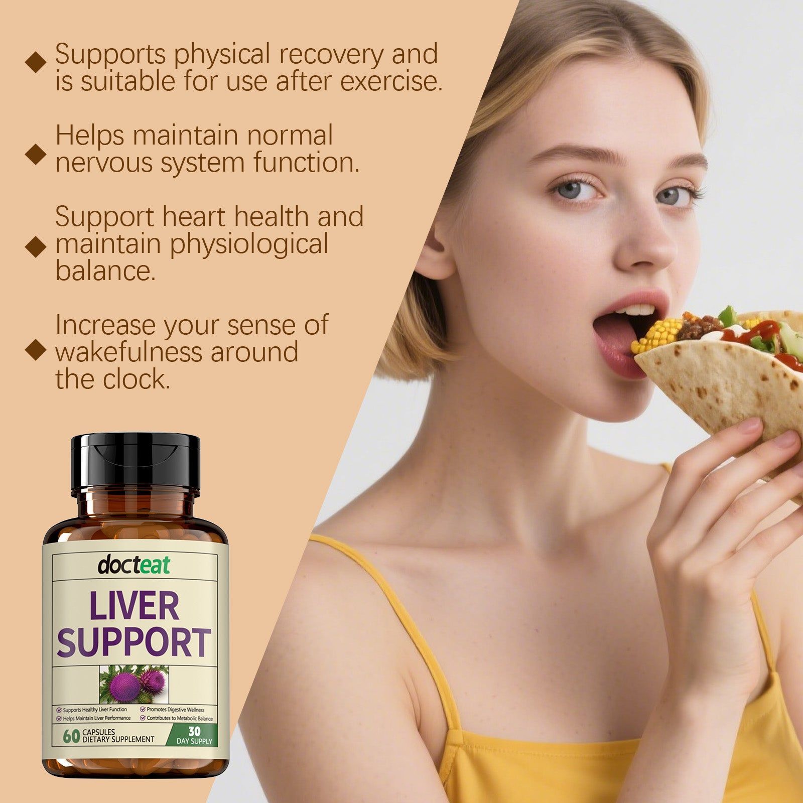 Boost Liver & Body Care, Antioxidant Support, Relieve Discomfort Naturally ,60 capsules