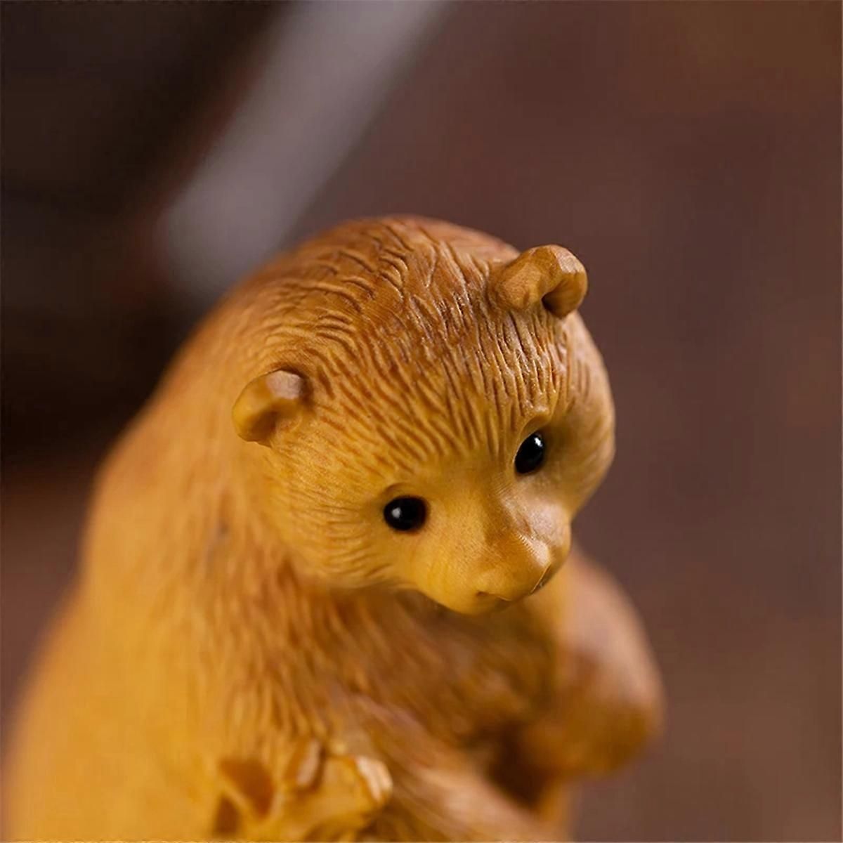 Animal Statue Decoration Carved Bear Wooden Crafts Simulation Gifts