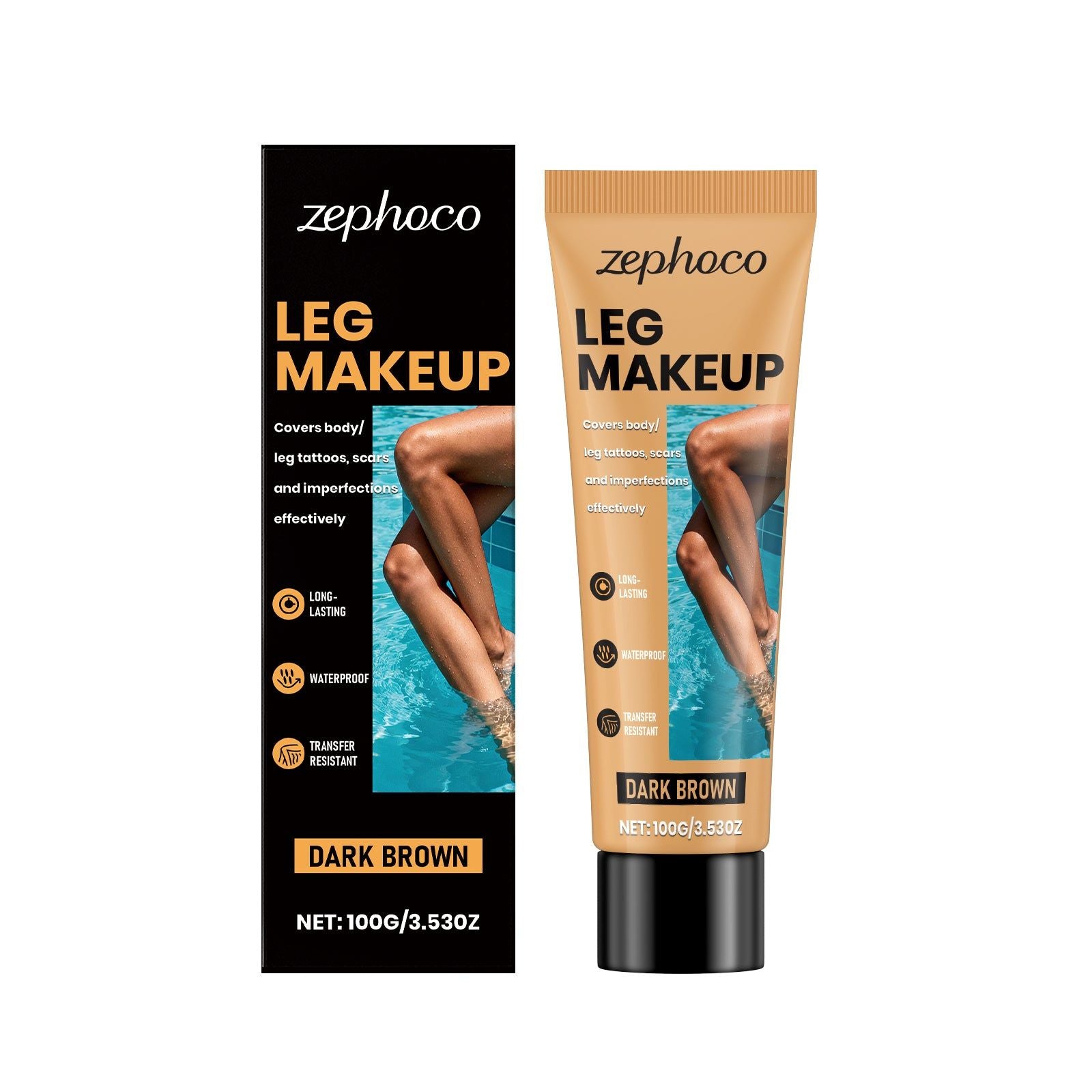 Dark Brown Tattoo Concealer, Long-Lasting Body Makeup, Cover Scars and Tattoos ,100g