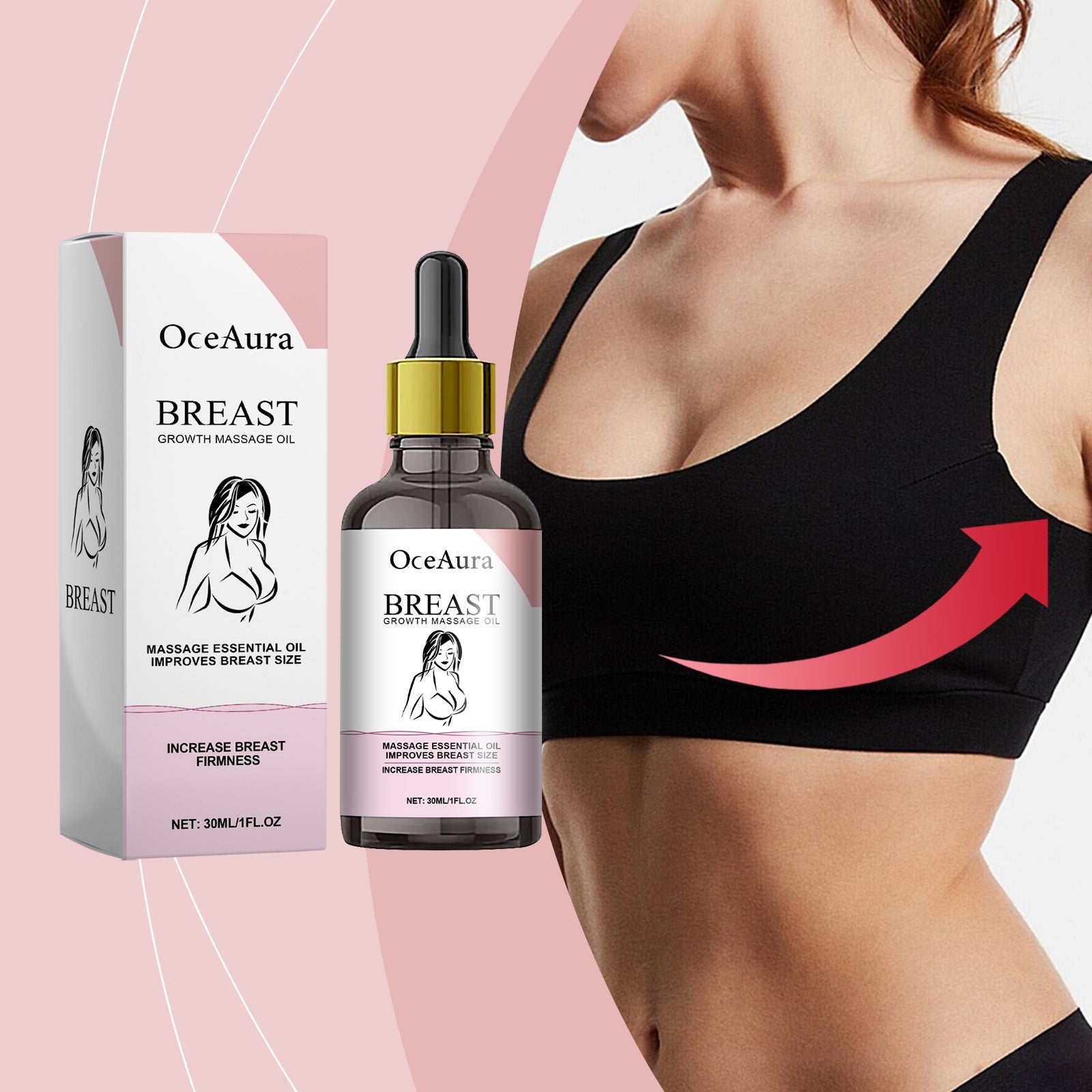 Chest Moisturizing Treatment, Firming & Volumizing Essential Oil for Breast Care, Relaxing Massage Oil ,30ml