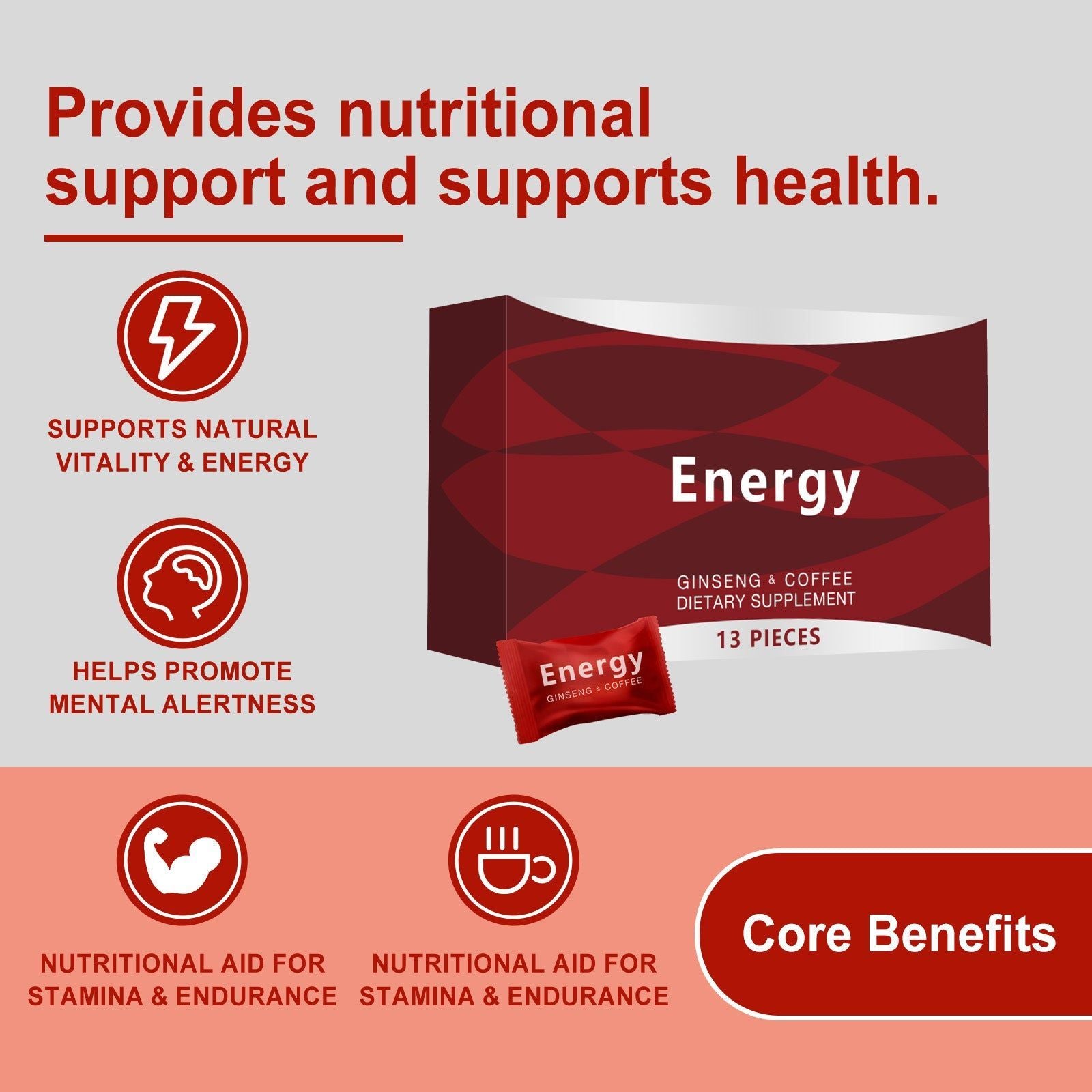 Boost Male Energy Naturally, Daily Herbal Supplement for Vitality and Focus ,13 pieces