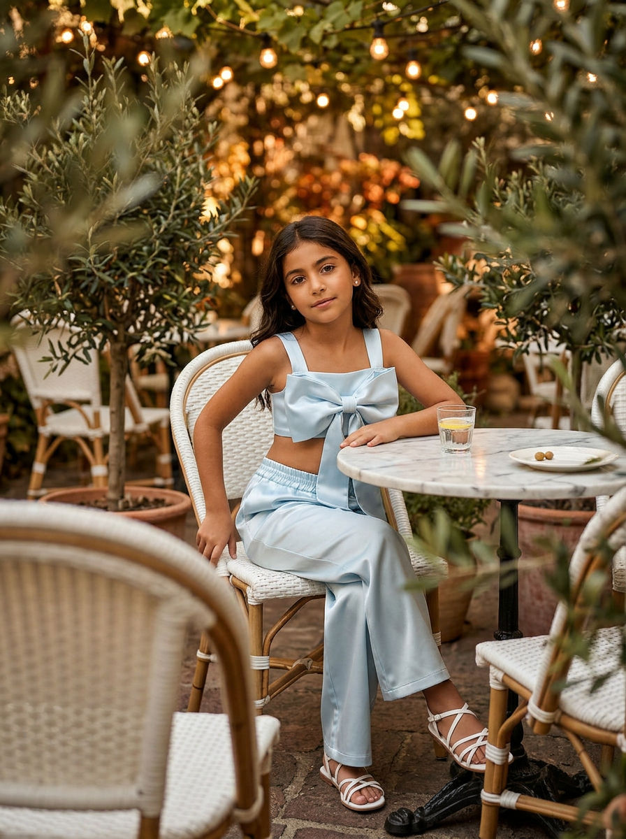 Bow set crop top & pants Mint