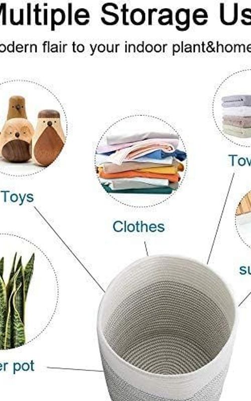 Mini Woven Jute Cotton Rope Plant Storage Basket for Home