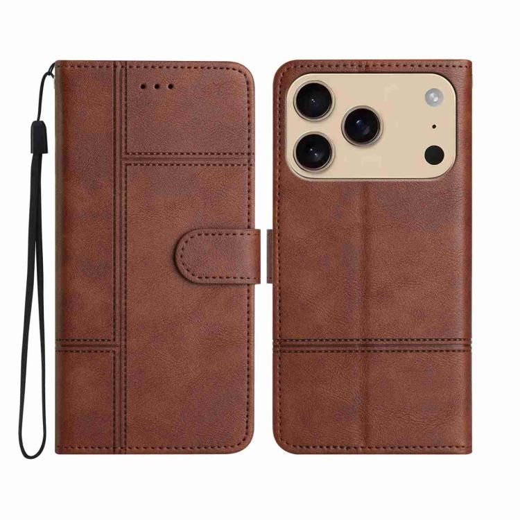 For iPhone 18 Pro Max / iPhone 17 Pro Max Cowhide Texture Stitching Leather Phone Case