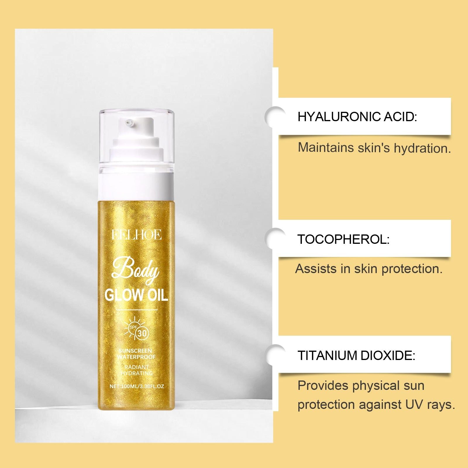 Body Care Protective Oil, Hydrating, Brightening, UV Shield, Nourishing ,100ml
