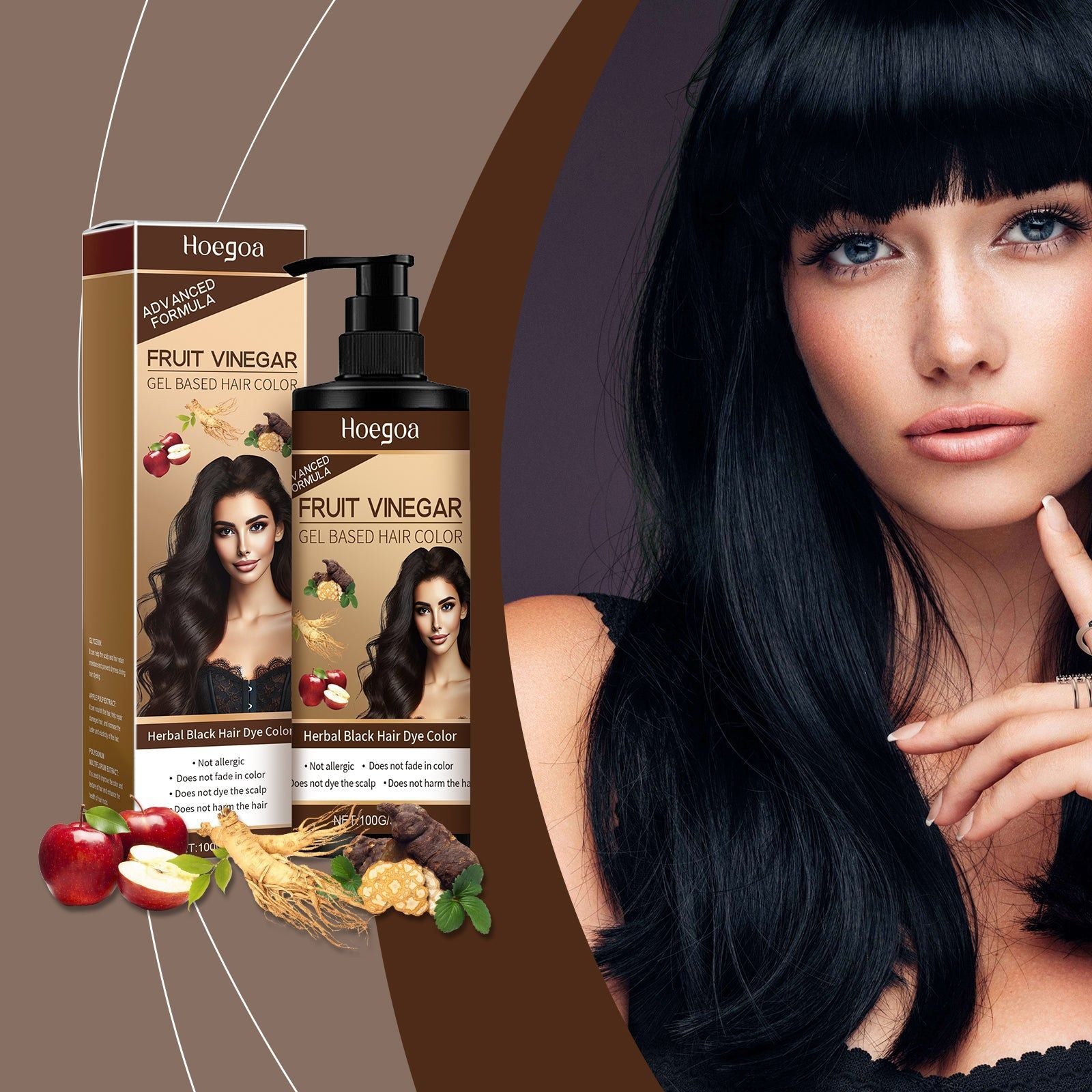 Black Hair Cream, Natural Plant Extract, Long-lasting Color, Fresh and Supple Hair ,100g