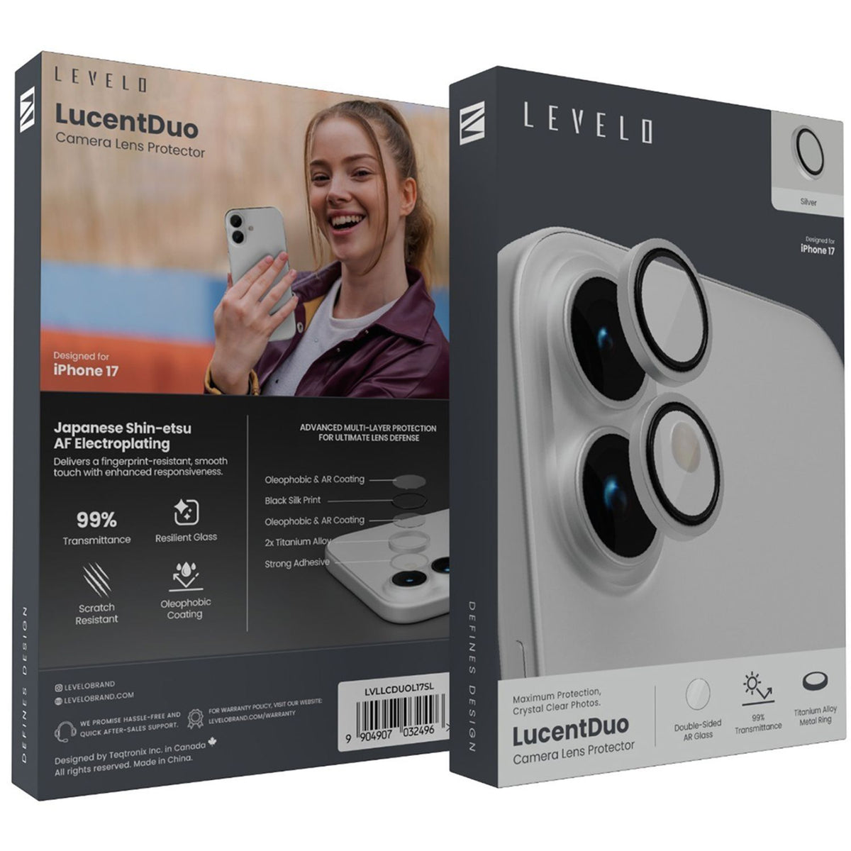 Levelo LucentDuo Lens Protector With 99% Transmittance For iPhone 17