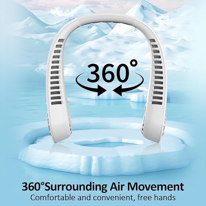Portable Bladeless Hanging Neck Fans with Screen Display 5 Speeds Levels USB Rechargeable
