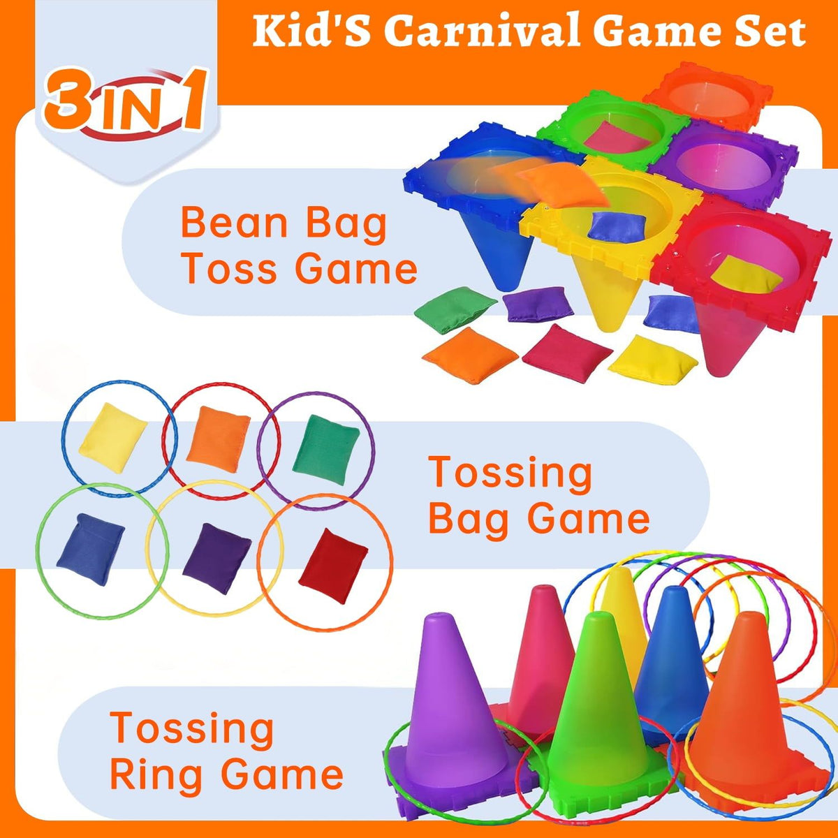 31 Pcs Bean Bag Toss Game Set Outdoor Carnival Games Set for Ages 4 5 6 7 Birthday Party Gifts