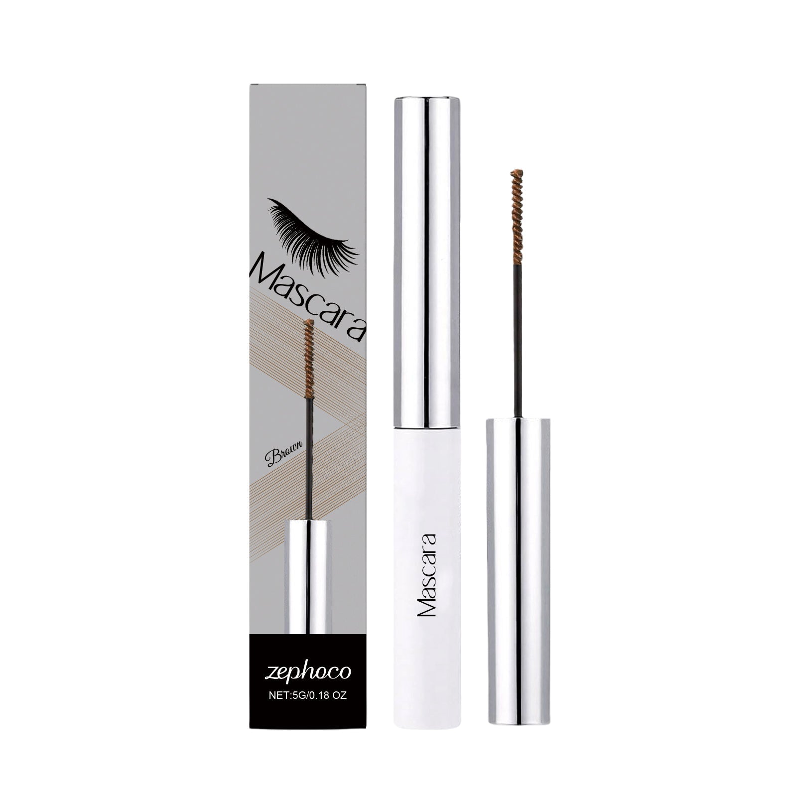 Brown Curly Mascara, Voluminous, Smudge-Proof, Natural Curl, Eye-Enhancing ,5g