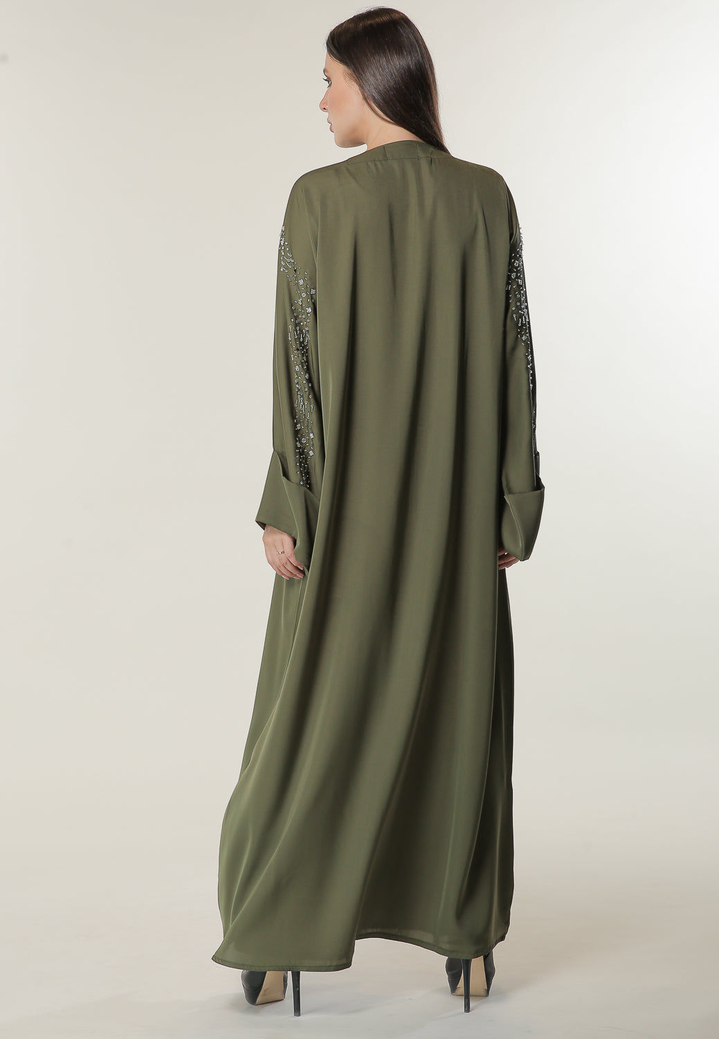 MOiSTREET Green Abaya embellished with handwork