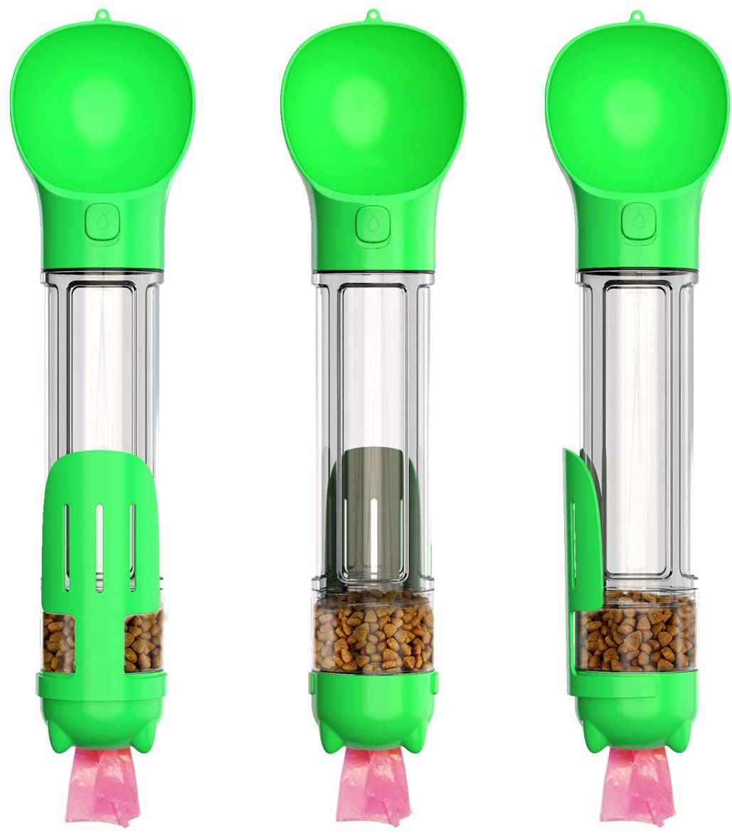 Pet Dispensor With Food Storage Drinking Bowl Poop Bagand Shovel