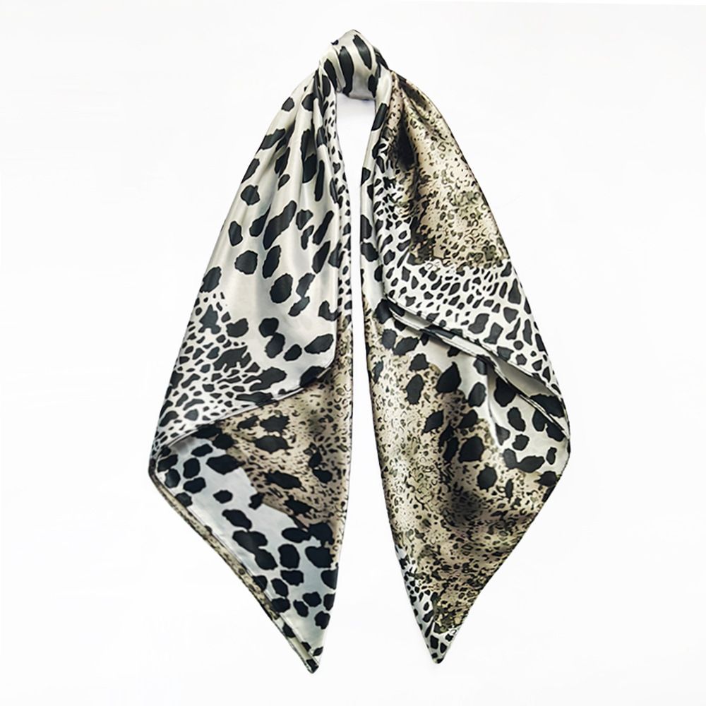 4Pcs Leopard Print Satin Silk Scarf Set - 90x90cm Large Square Head Wrap