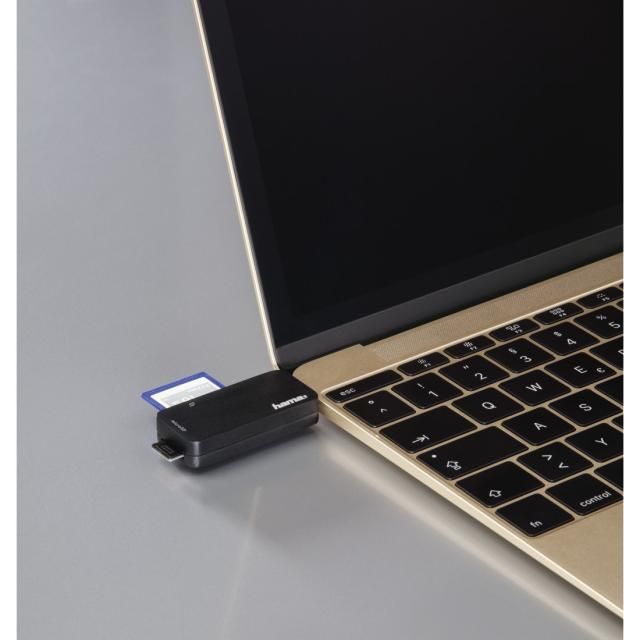 قارئ البطاقات HAMA 135751 USB 3.1 TYPE-C، SD/MICRO، أسود