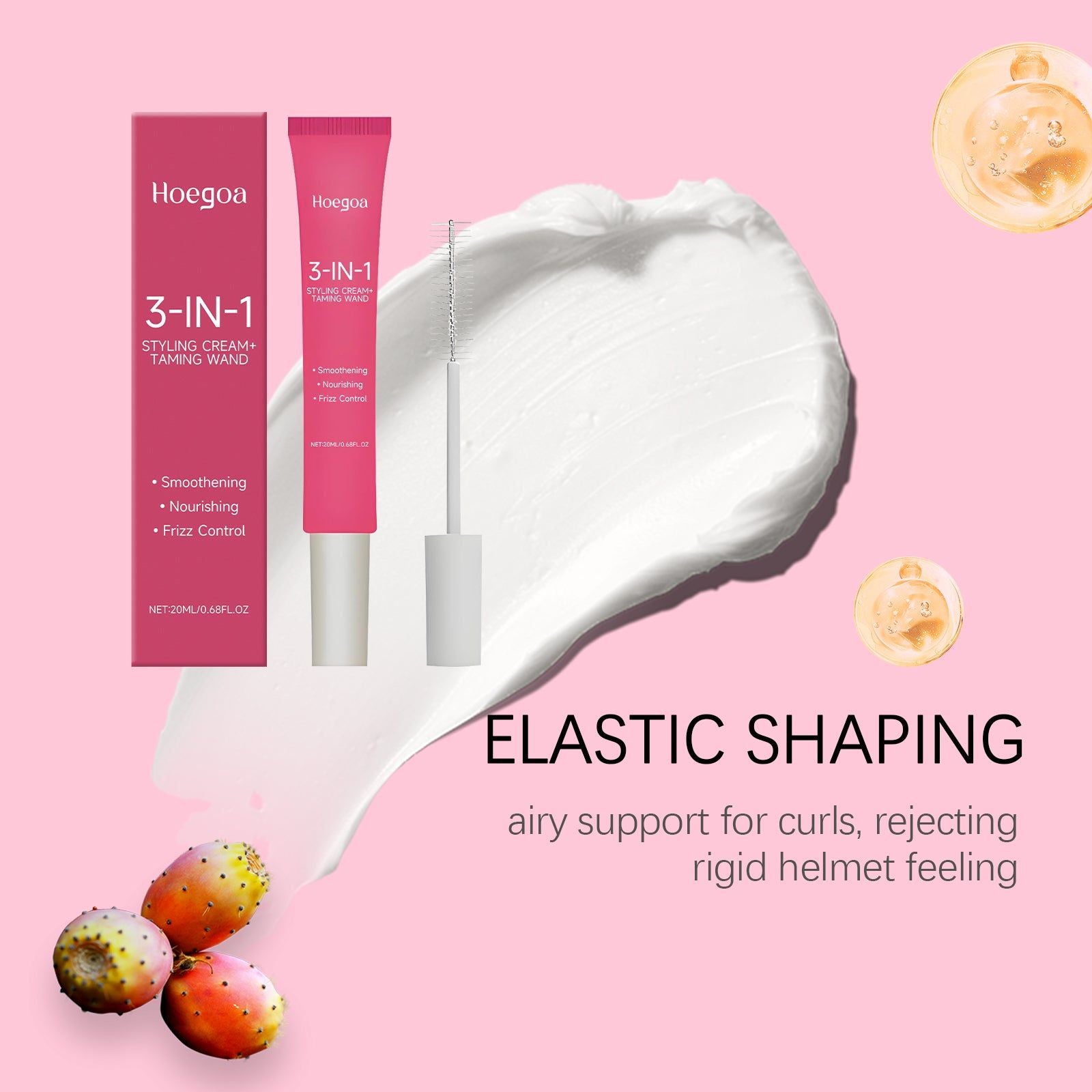 Curly Hair Styling Cream, Frizz Control, Natural Fluffy Look, Portable, Easy to Use ,20ml