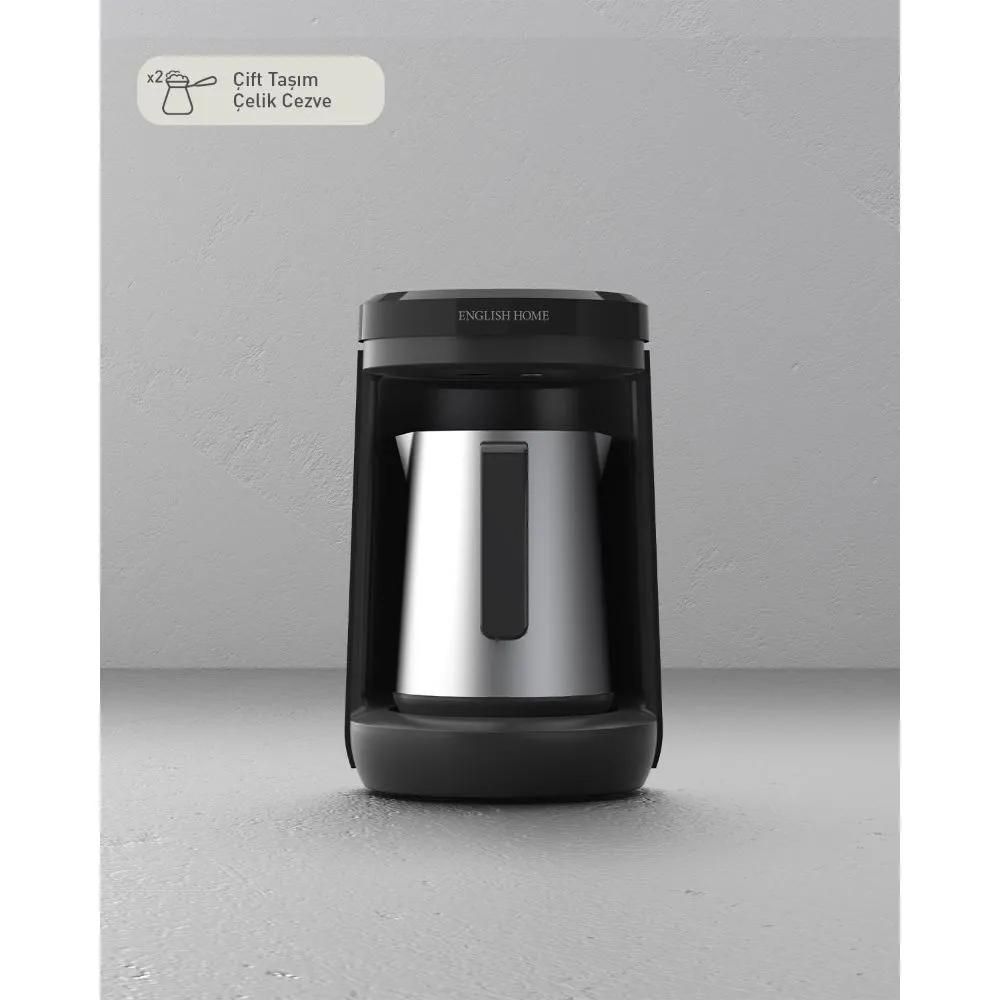 English Home TKM 6001 Steel Coffee Pot Double Carrying Turkish Coffee Machine Black-Chrome