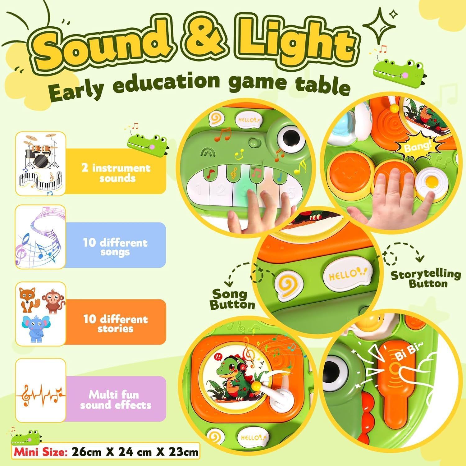 Baby Activity Table Toys Birthday Gift Music Learning Table for 12 Months+